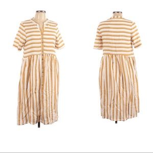 Roolee Stripped Midi Dress with Buttons